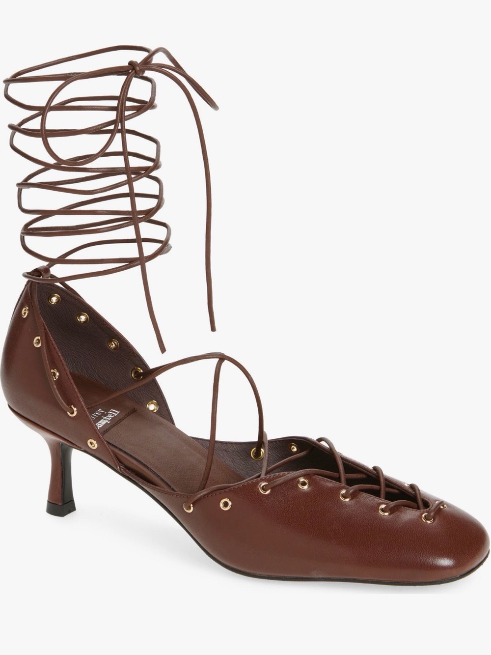 Jeffrey Campbell Brown Lace-Up Kitten Heel Pumps